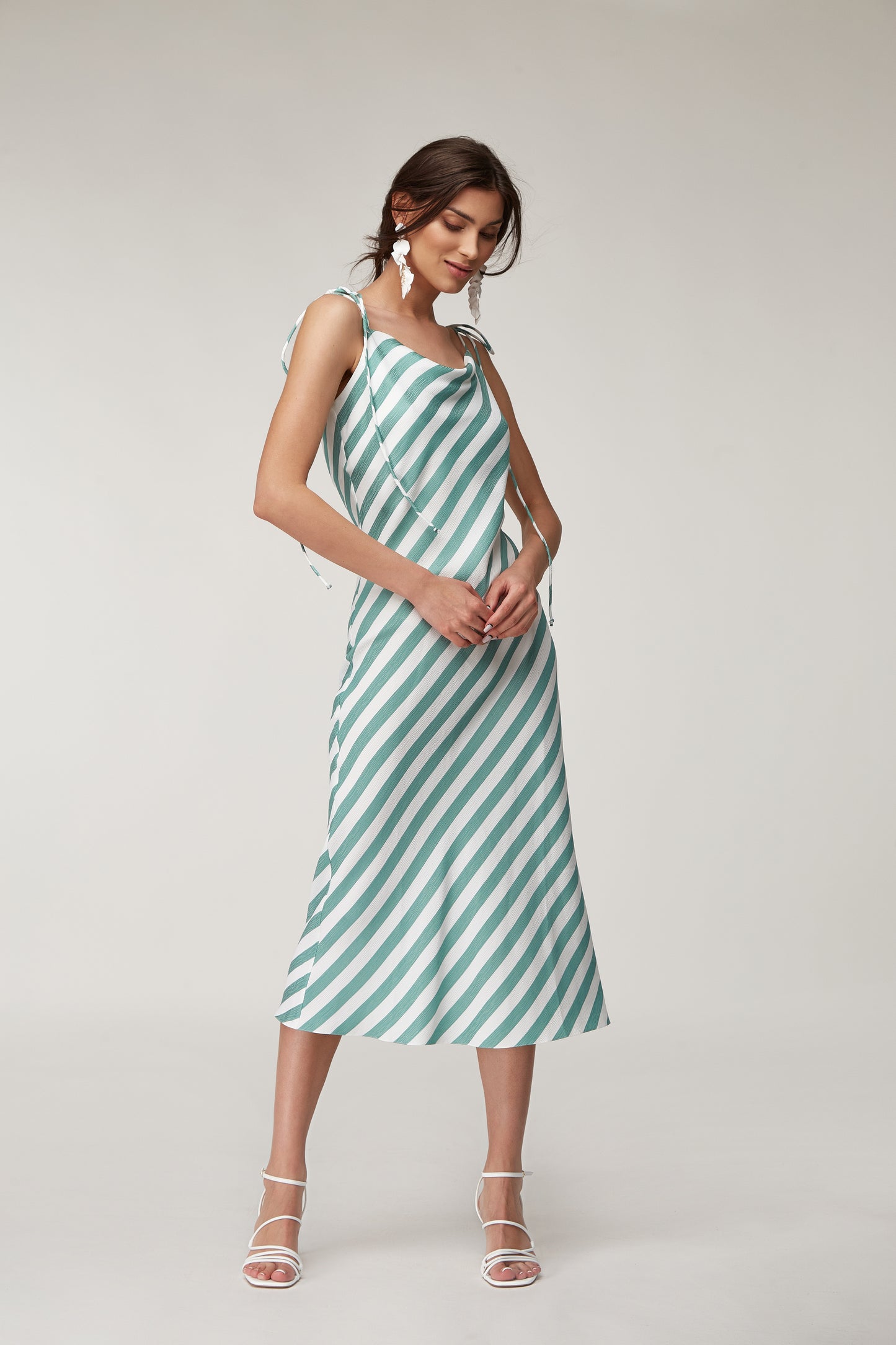 Blue Stripes Elegance: Summer Romance Ensemble