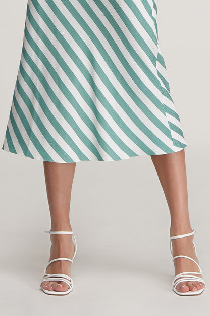 Blue Stripes Elegance: Summer Romance Ensemble